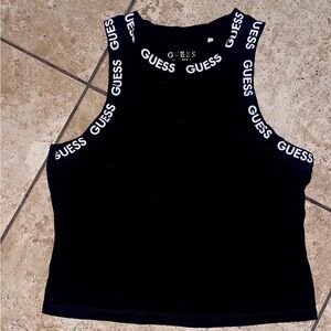 GUESS Black Tank Top with Logo Straps